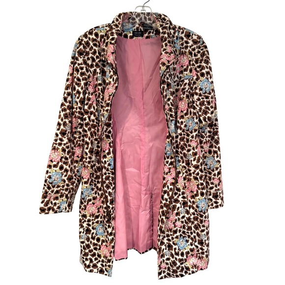 Nicole by Nicole Miller Jackets & Blazers - Nicole Miller Leopard Floral Jacket Womens 8 Brown Pink Career Feminine Coquette